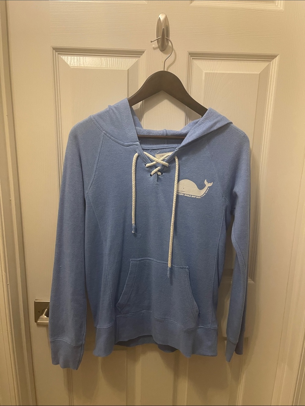 Ocean Drive Light Blue Lace-Up Hoodie Sweater